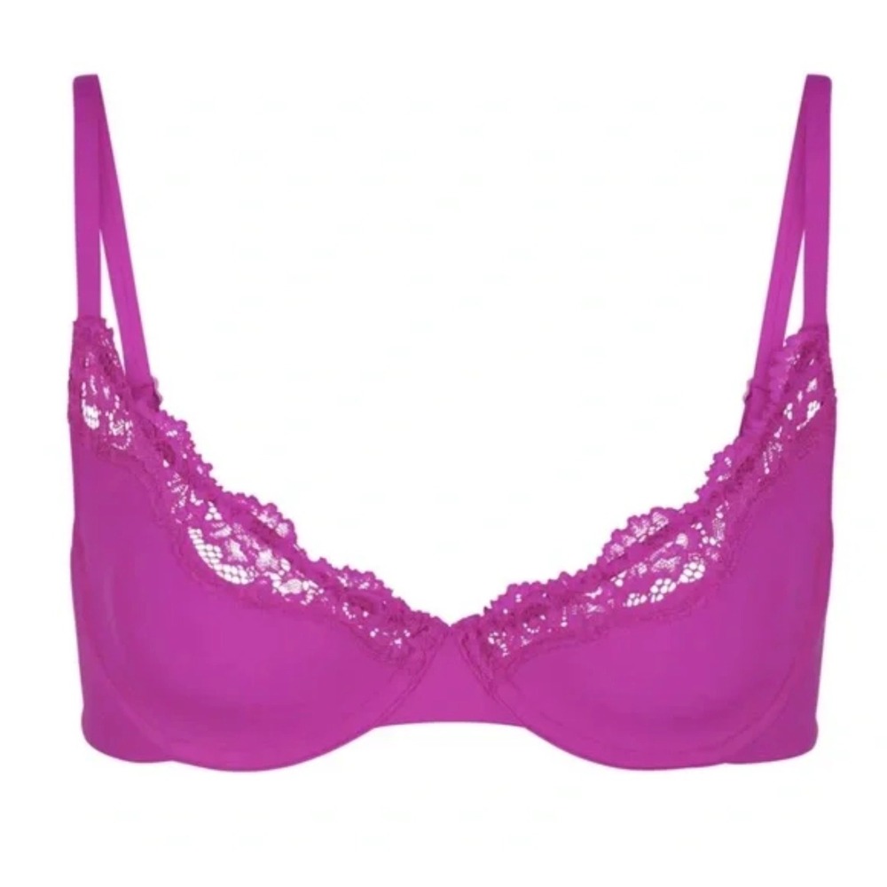 SKIMS Fits Everybody Lace Underwire Bra Lollipop Pink 44DDD BA-DEM-4130‎ NEW